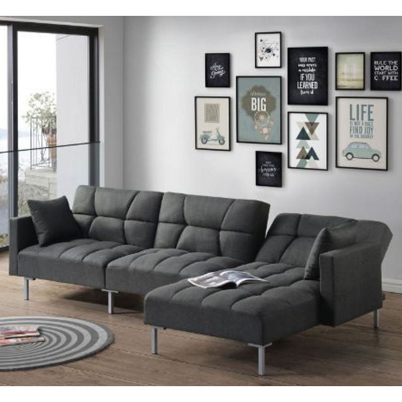 F.c Design Reversible Adjustable Sectional Sofa With 2 Pillows