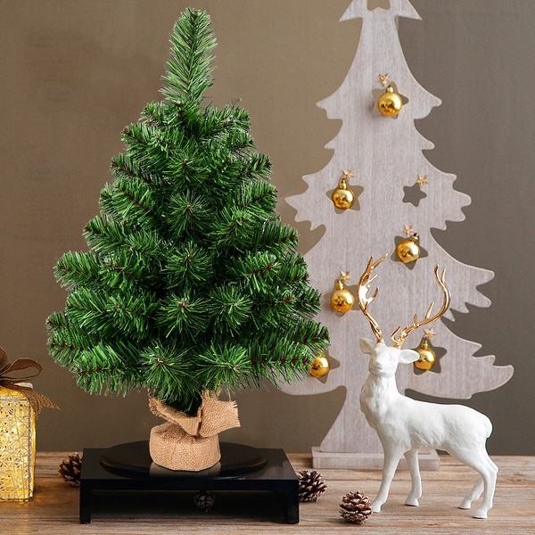 Costway 2Ft Season Decoration PVC Artificial Small Christmas Tree