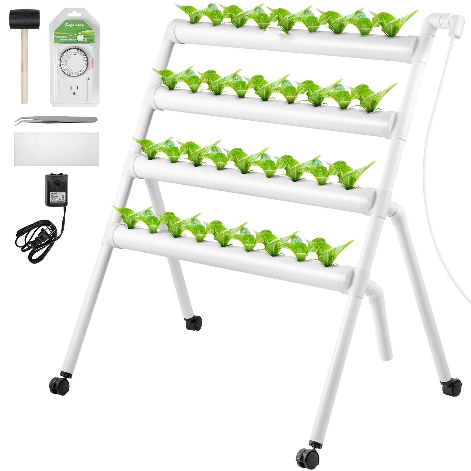 BENTISM Hydroponic Grow Kit Hydroponics System 36 Plant Sites 4 Layers 4 Pipes