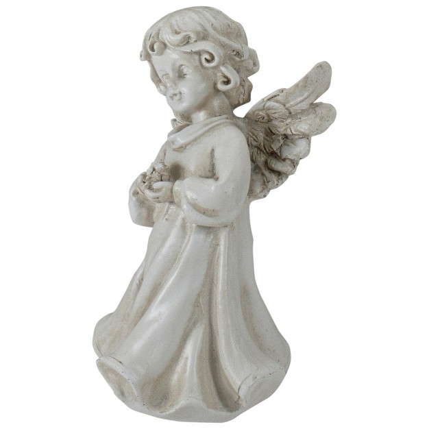 Angel Girl Holding Flower Outdoor Garden Statue