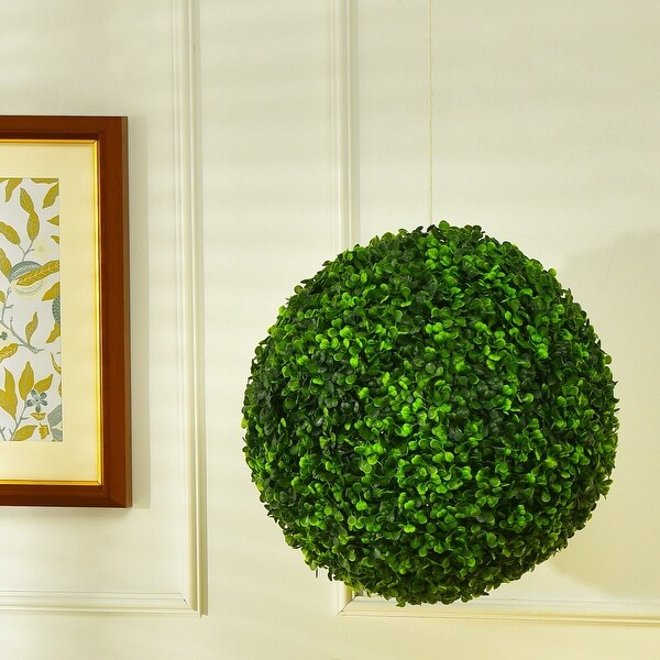 2 Pieces Artificial Boxwood Topiary UV Protected Indoor Outdoor Balls