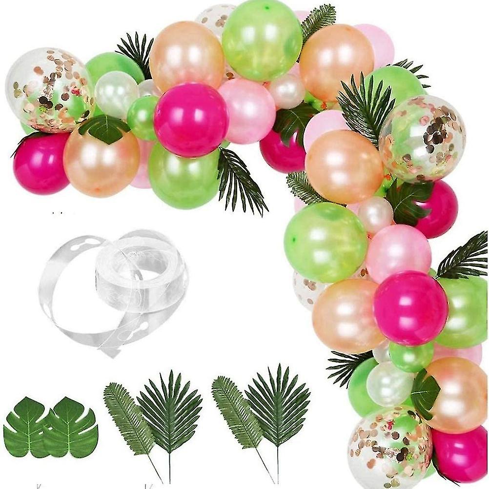 85Pcs/Set Tropical Balloons Garland Kit Palm Leaves Balloon Strip DIY Balloon Arch Garland for Tropical Theme Birthday Party