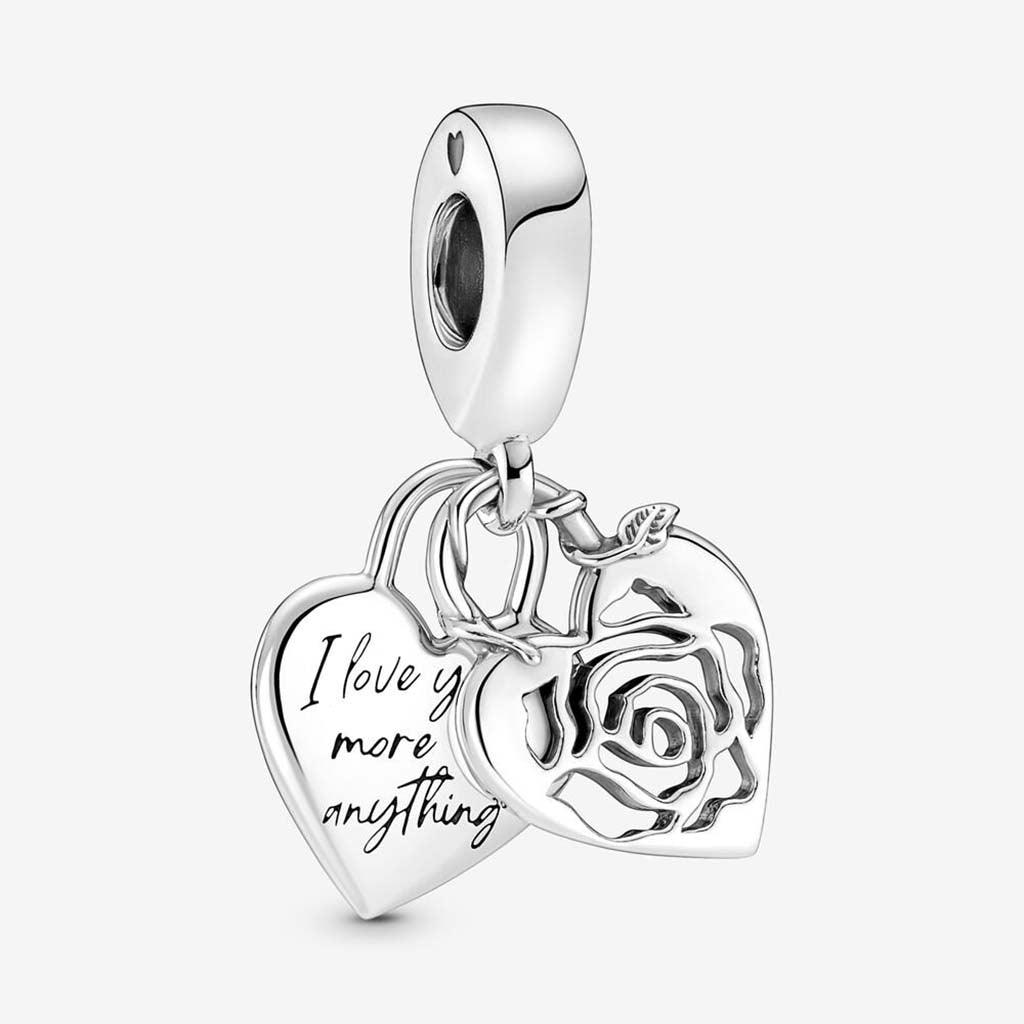 PANDORA  Rose Heart Padlock Dangle Charm