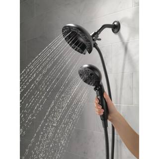 Delta In2ition 5-Spray Patterns 1.75 GPM 6.88 in. Wall Mount Dual Shower Heads in Matte Black 58480-BL-PK