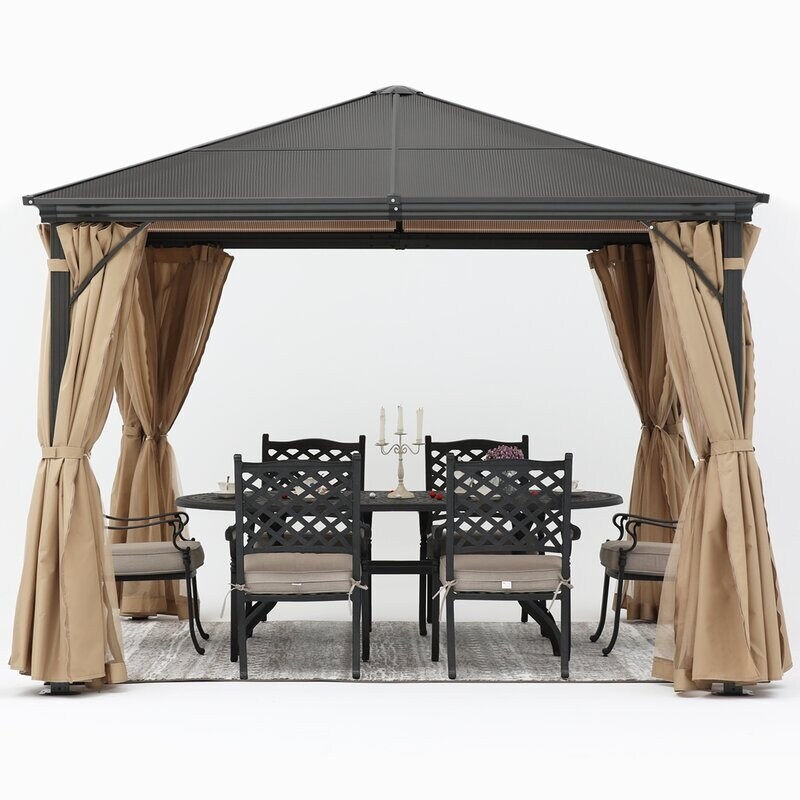 ABCCANOPY Hardtop Patio Gazebo with Netting and Curtains