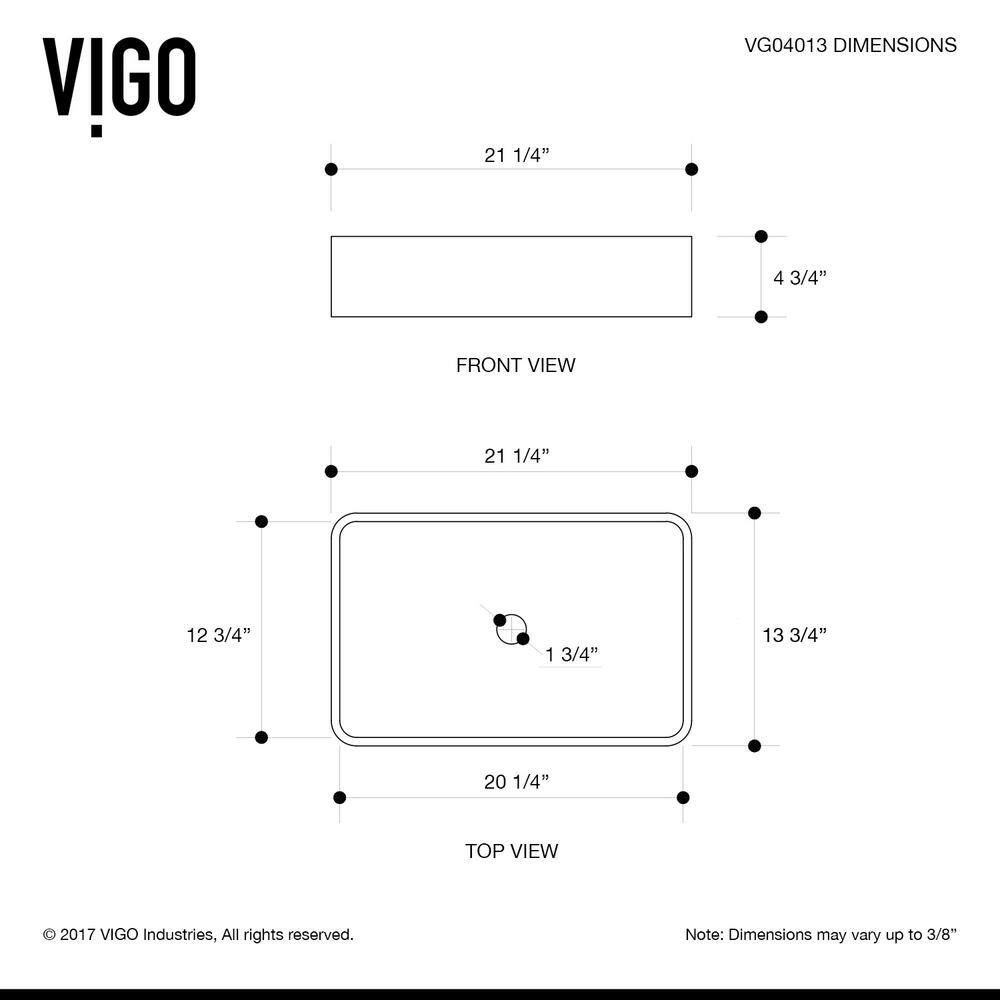 VIGO Magnolia Modern White Matte Stone 21 in. L x 14 in. W x 5 in. H Rectangular Vessel Bathroom Sink VG04010