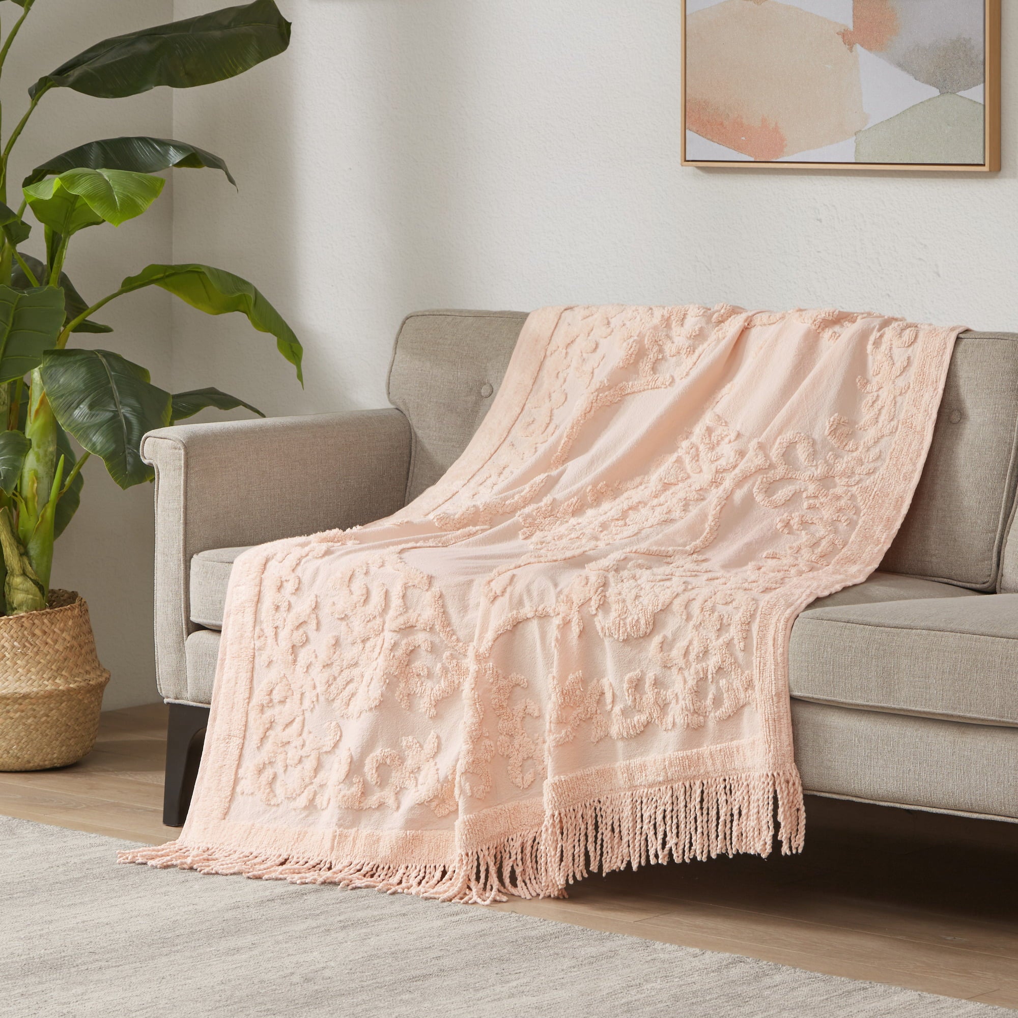 Madison Park Mila 100 Percent Cotton Tufted Throw Blanket， 50