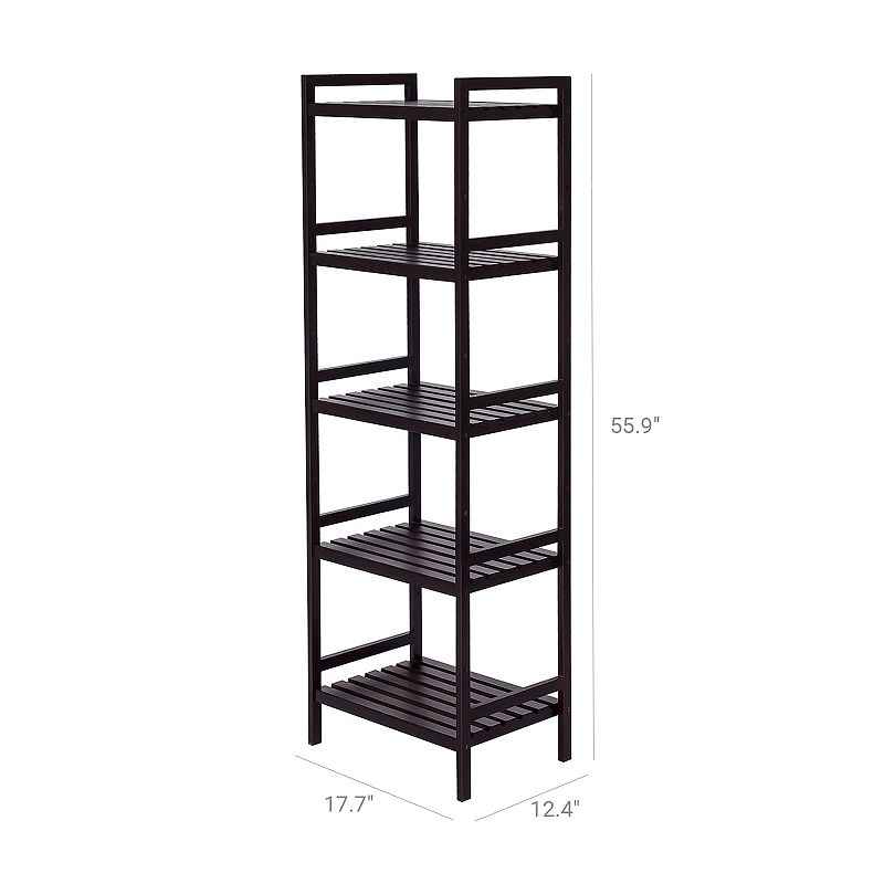 Adjustable Storage Shelf Rack， 5-tier Multifunctional Shelving Unit Stand Tower