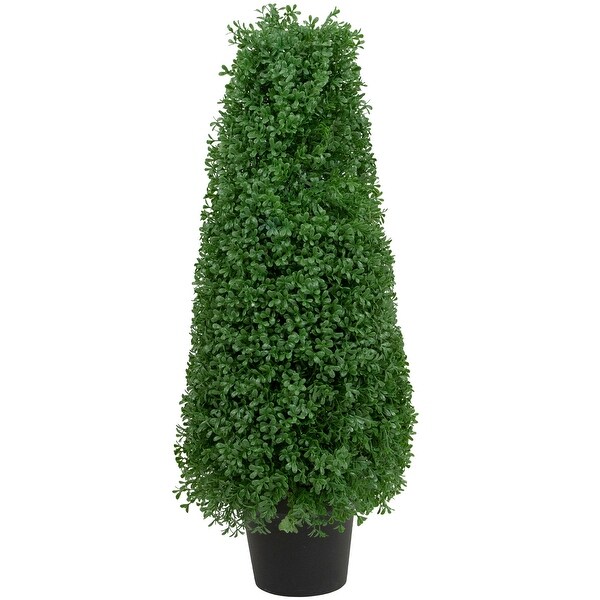 30 Artificial Boxwood Cone Topiary Tree with Round Pot，Unlit