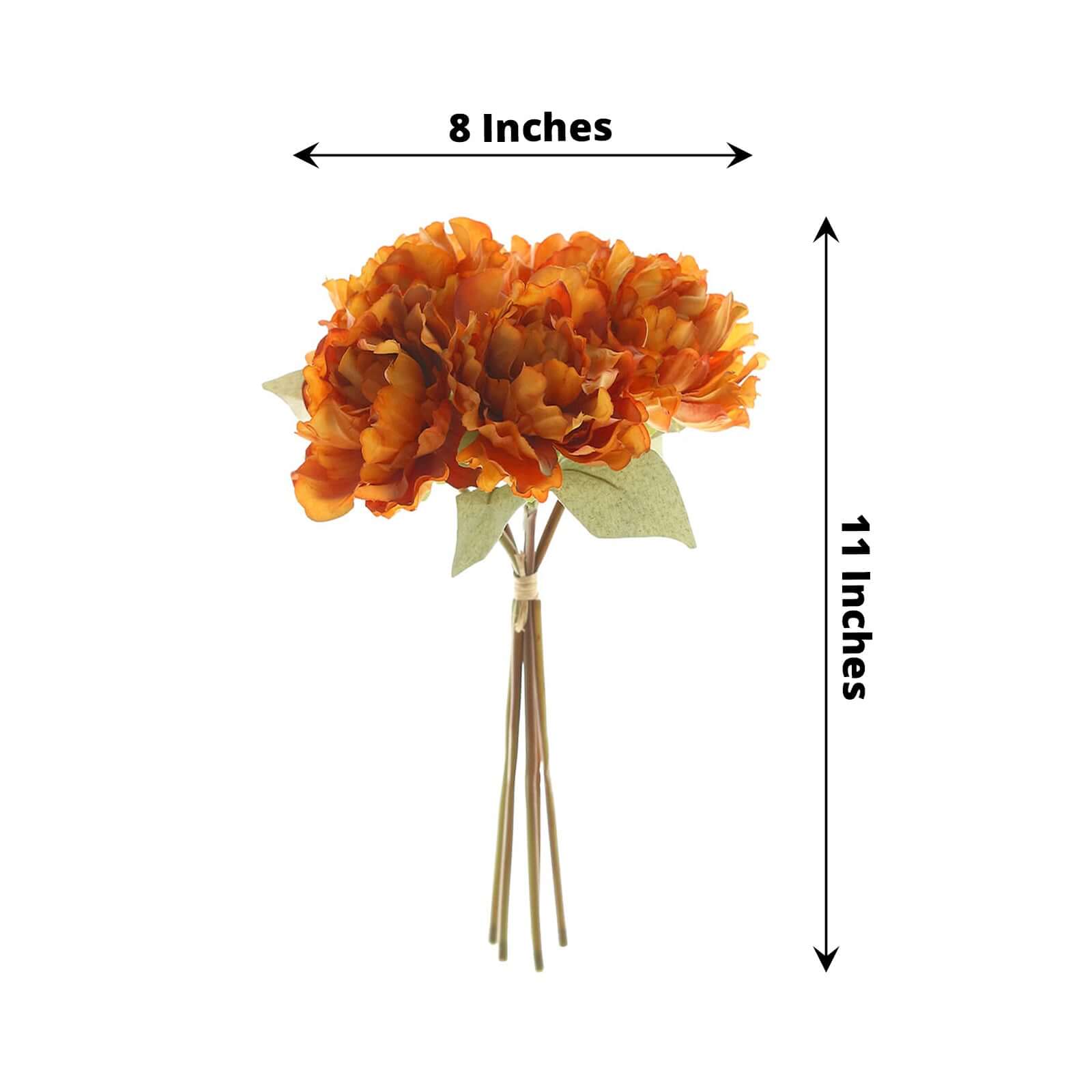 Orange Real Touch Artificial Silk Peonies Flower Bouquet 11