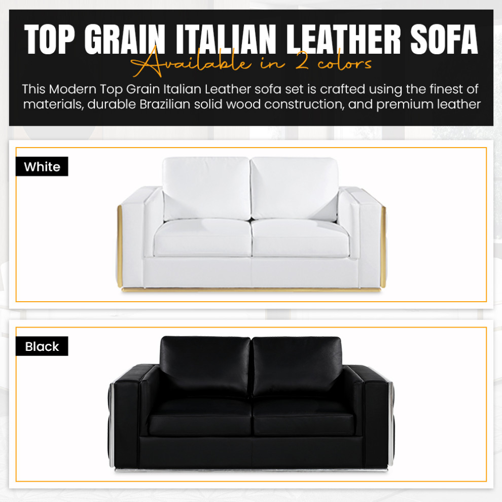 Luna Top Grain Italian Leather Sofa   Contemporary   Sofas   by Luxuriant Furniture  Houzz