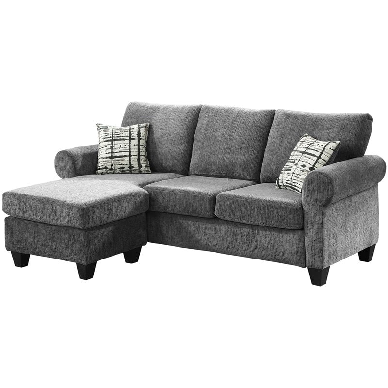 Lexicon Desboro Reversible Chenille Fabric Sectional with Chaise in Gray