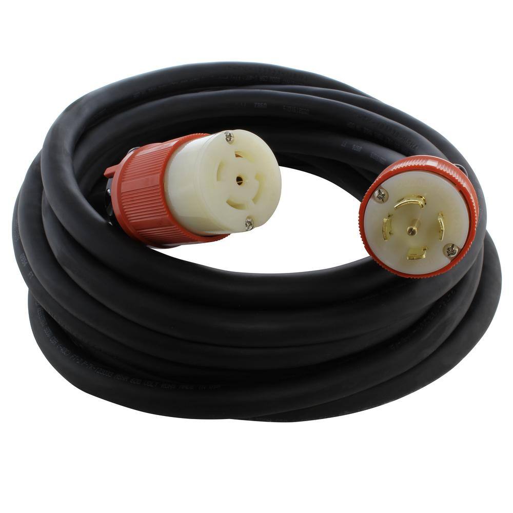 AC WORKS 10 ft. SOOW 105 NEMA L21-30 30 Amp 3-Phase 120-Volt208-Volt Industrial Rubber Extension Cord L2130PR-010E