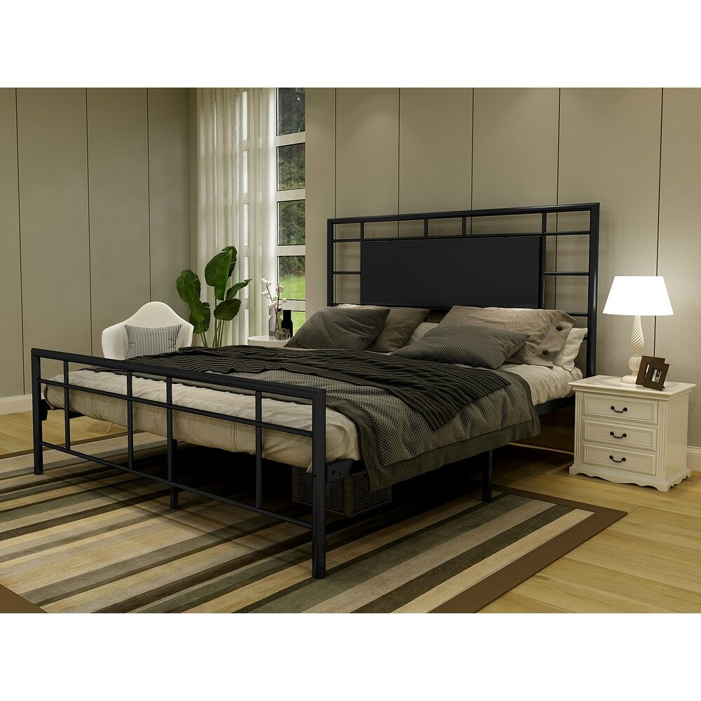 Goutwel Metal Platform Bed Frame with Headboard and Footboard