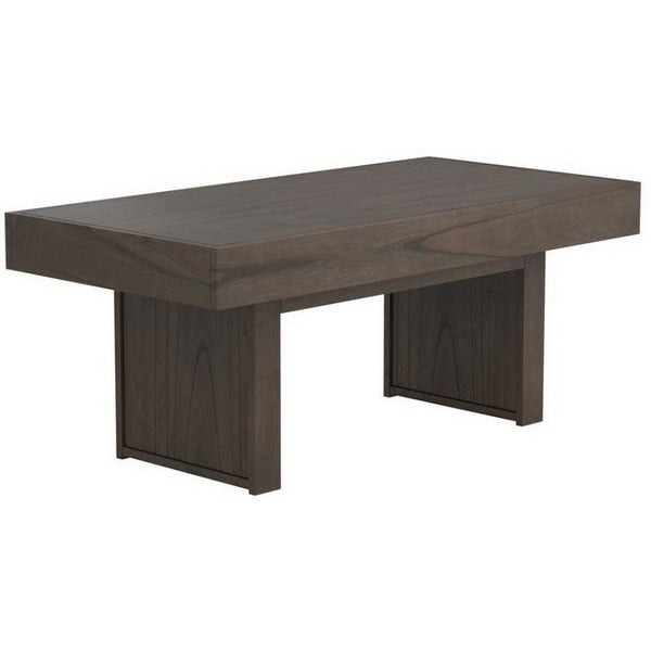 Rectangular Wooden Top Coffee Table with 1 Hidden Side Drawer， Taupe Gray