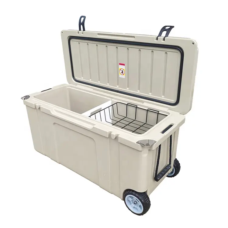 GARIDA 120L Outdoor Leak Resistant Rolling Cooler Hardsided Coolers Chest Box Insulated Portable Ice Food Smooth Customer Logo