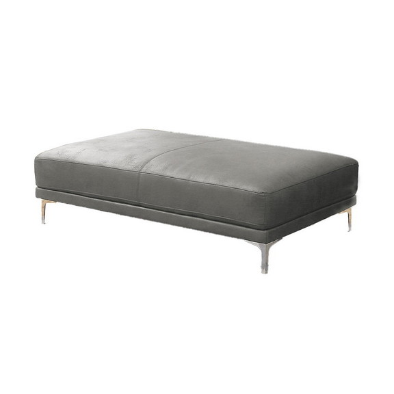 Benjara BM231972 Leatherette Ottoman with Sleek Me...