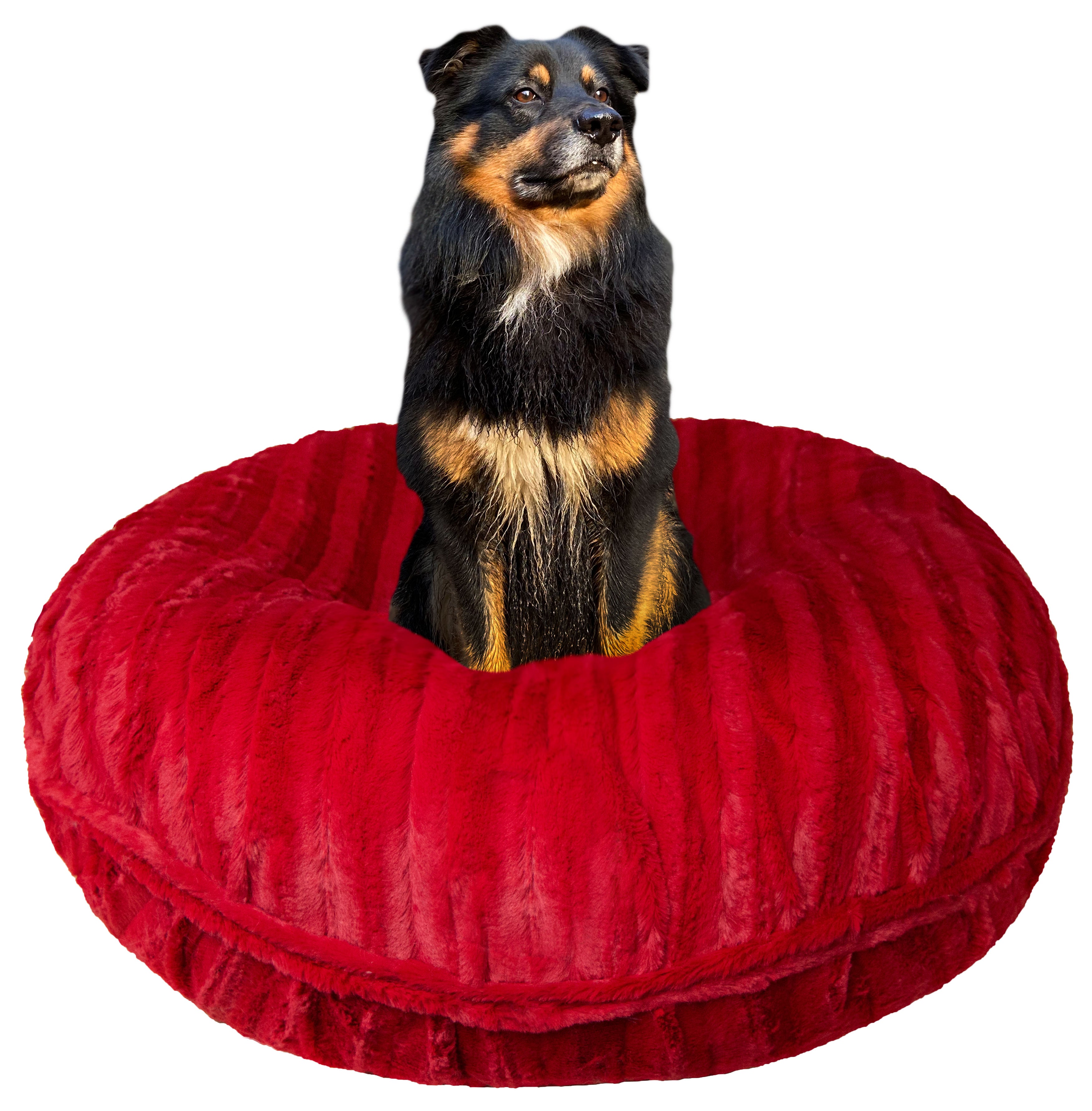 Bessie and Barnie Signature Short Shag Red Rabbit Luxury Extra Plush Faux Fur Bagel Pet/ Dog Bed