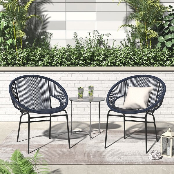 Corvus Sarcelles Woven Wicker Indoor/Outdoor Bistro Chairs (Set of 2)