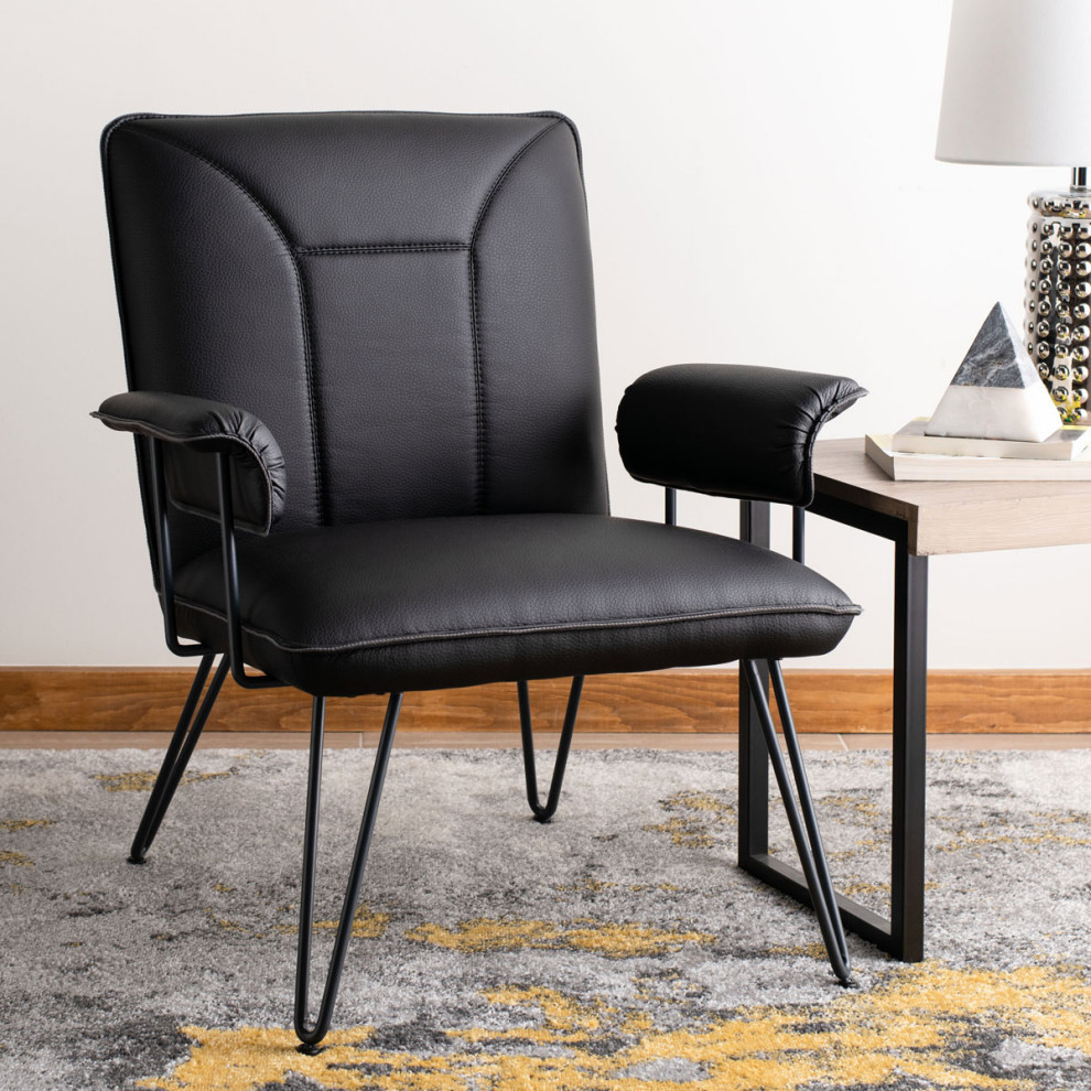 Angie 17.3 quotMid Century Modern Leather Black PU   Modern   Armchairs And Accent Chairs   by Virgil Stanis Design  Houzz