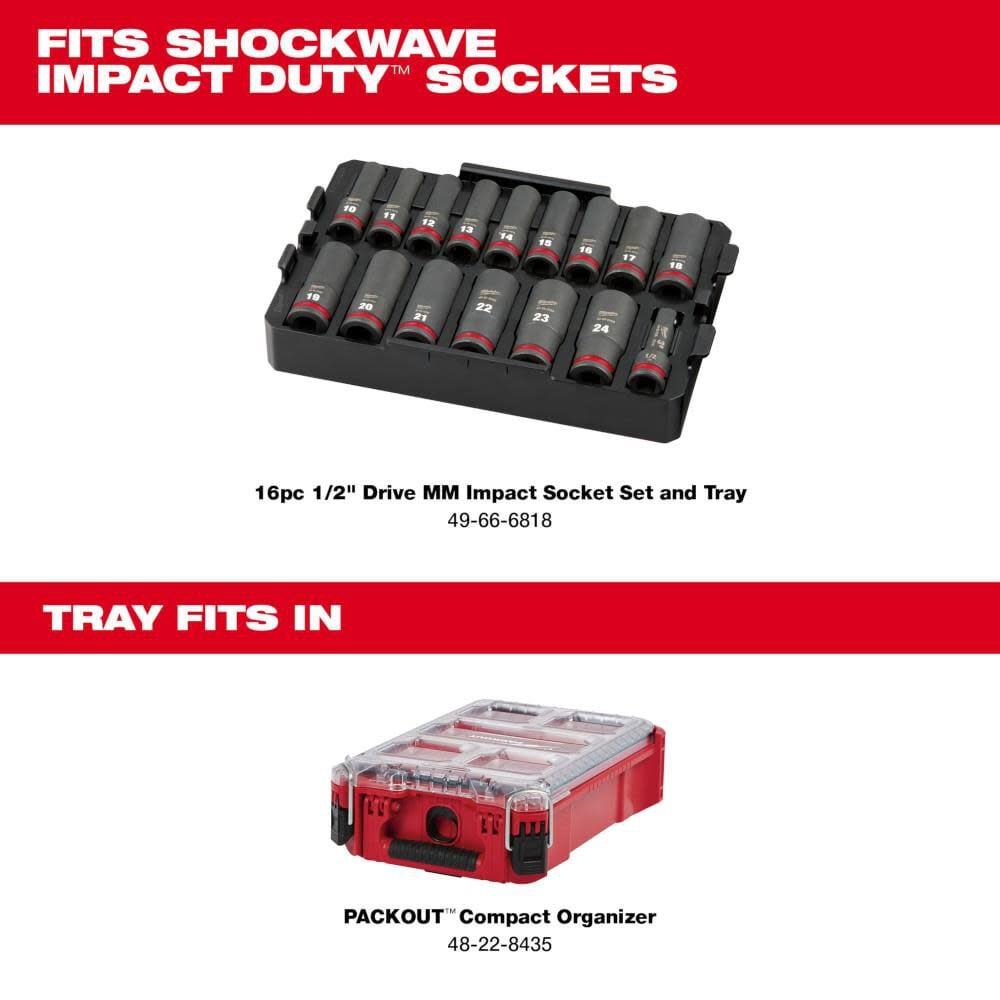 MW SHOCKWAVE Impact Duty Socket 1/2 Dr 16pc Tray Only 49-66-6833 from MW