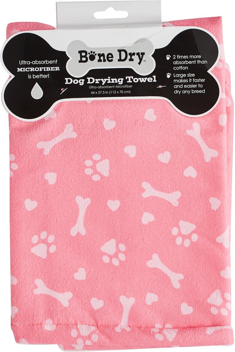 Bone Dry Printed Hearts Microfiber Dog Bath Towel