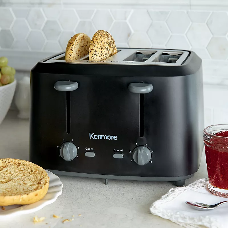 Kenmore 4-Slice Dual Control Matte Black Stainless Steel Toaster