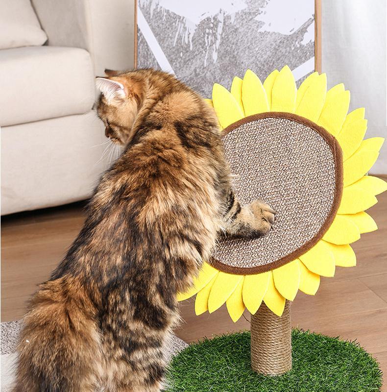 Lovely Caves Sunflower Cat Scratching Post with Sisal Rope