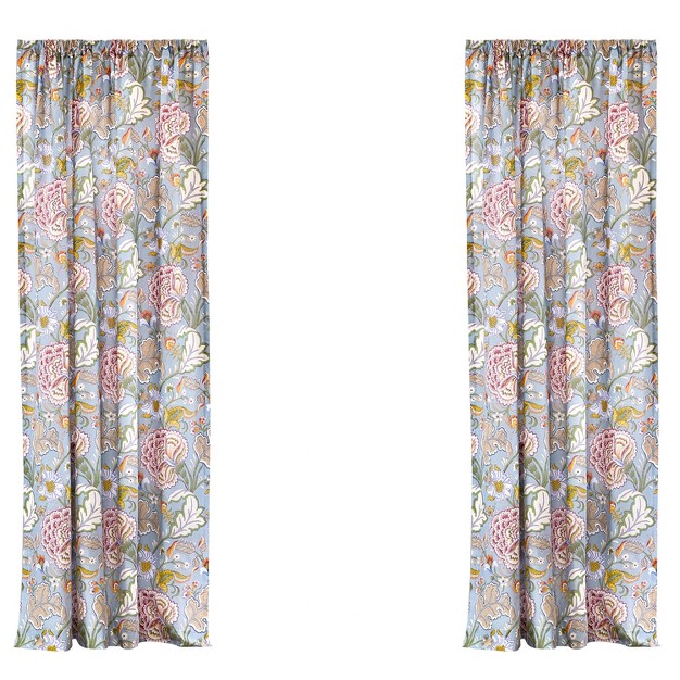 Angelica Floral Lined Curtain Panel With Rod Pocket 2pk Levtex Home