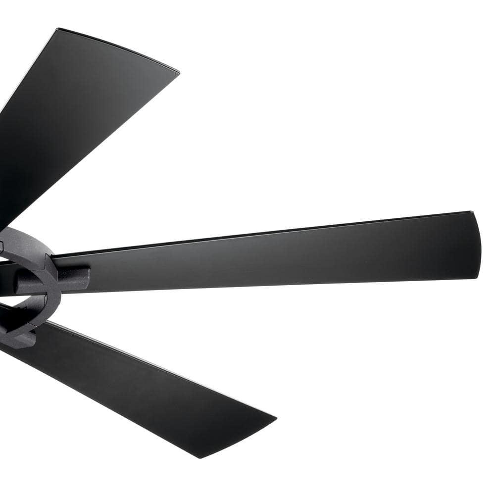 KICHLER Iras 52 in Integrated LED IndoorOutdoor Distressed Black Downrod Mount Ceiling Fan with Light and Switch