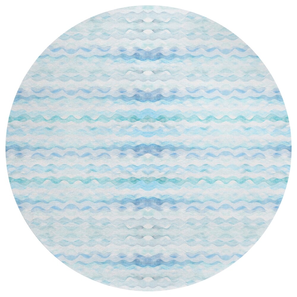 Indoor/ Outdoor Surfside Ombre Wave Washable Rug New