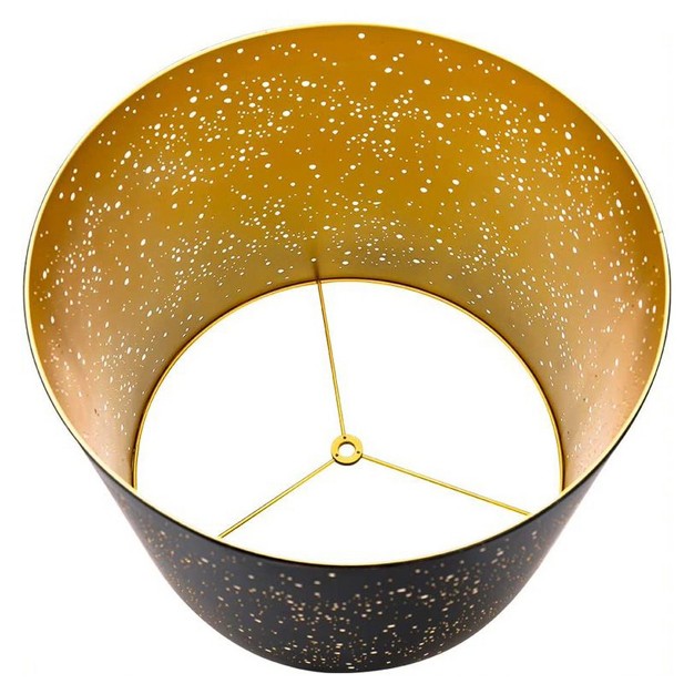 Alucset 12 X 14 X 10 Inch Starry Sky Etched Metal Drum Lamp Shade Black amp Gold