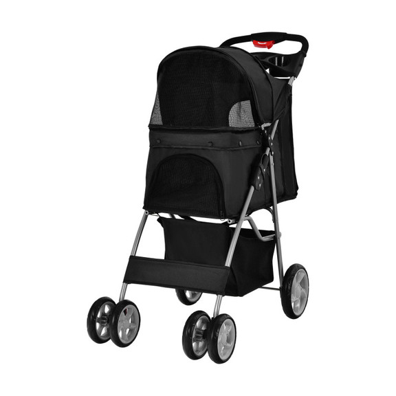 Costway 94362175 Foldable 4 Wheel Pet Stroller wit...