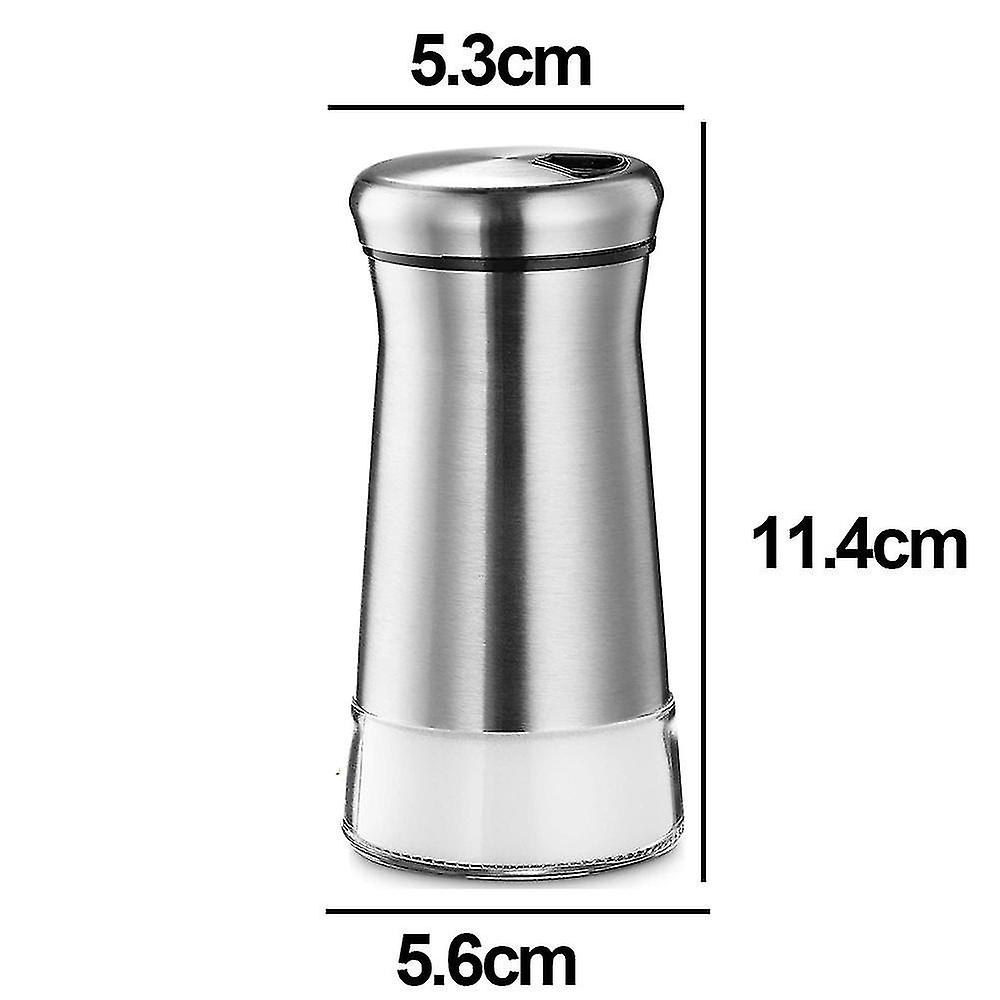 Salt And Pepper Shakers Set - Spice Dispenser With Adjustable Pour Holes - Stainless Steel and Glass