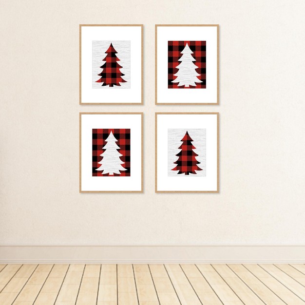 Big Dot Of Happiness Holiday Plaid Trees Unframed Buffalo Plaid Christmas Linen Paper Wall Art Set Of 4 Artisms 8 X 10 Inches