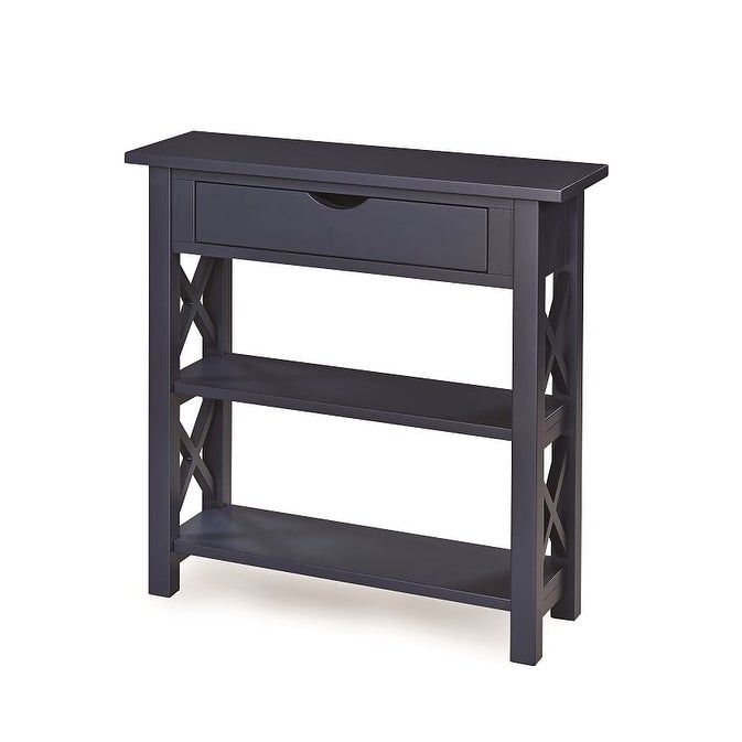 Wood Small Console Table with Drawer and 2 Shelves