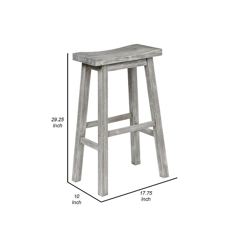 Saddle Design Wooden Barstool with Grain Details， Gray