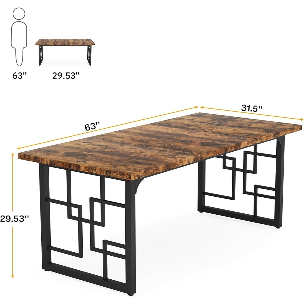 63 Inches Dining Table for 4 6 People  Rectangular Dining Room Tables