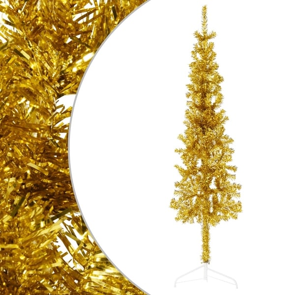 vidaXL Christmas Tree Decoration Slim Artificial Half Xmas Tree with Stand