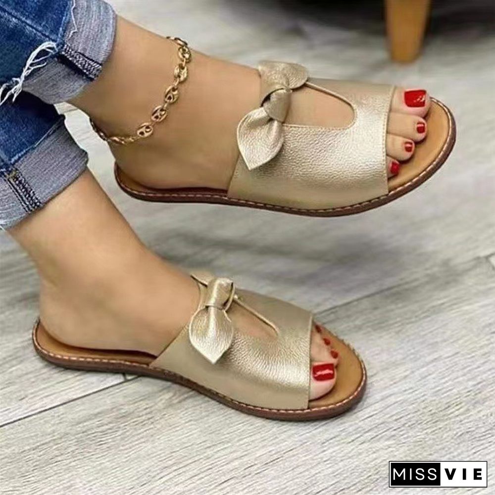 Sandals Bow Flat Heel