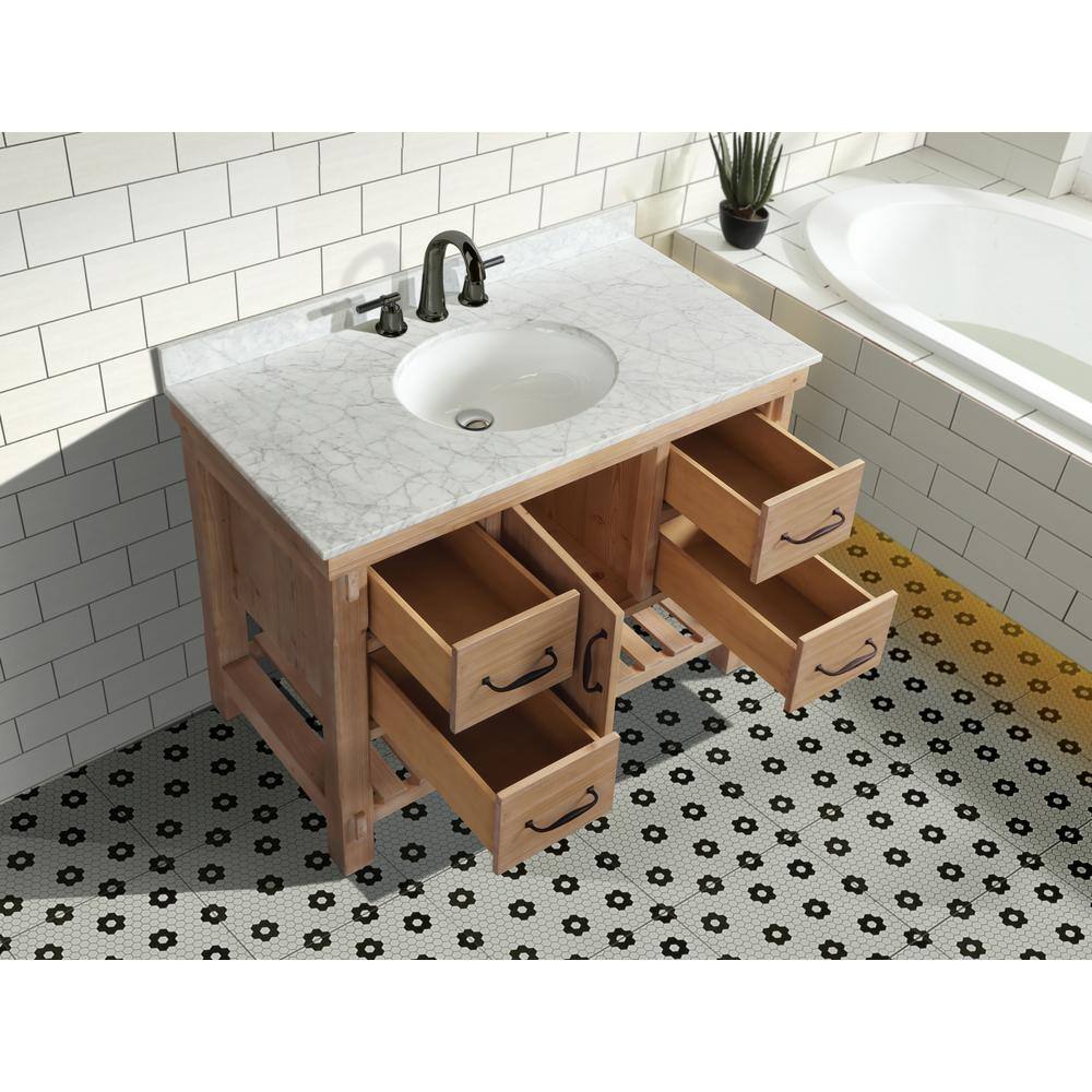 Ari Kitchen and Bath Marina 42 in. Single Vanity in Driftwood with Marble Vanity Top in Carrara White AKB-MARINA-42DW