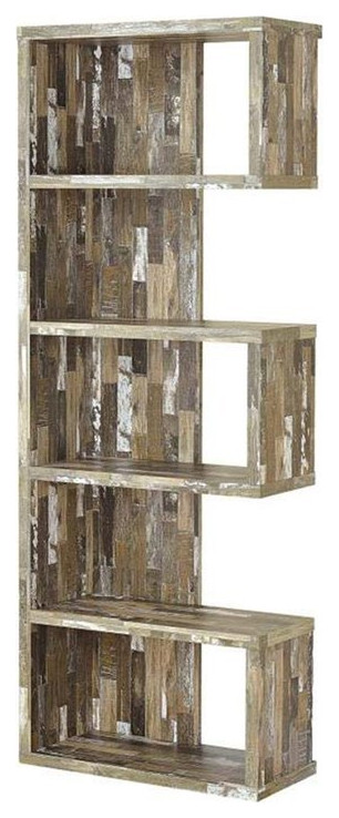 Benjara 11.5 quotModern Style Distressed Wood Open Bookcase in Brown   Rustic   Bookcases   by Homesquare  Houzz