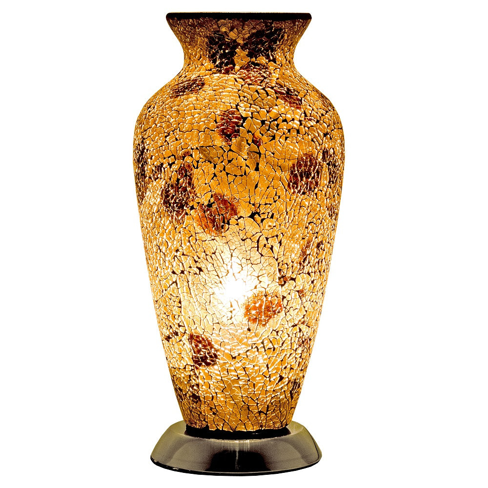 Febland LM79GA Autumn Gold Mosaic Glass Vintage Vase Table Lamp 38cm