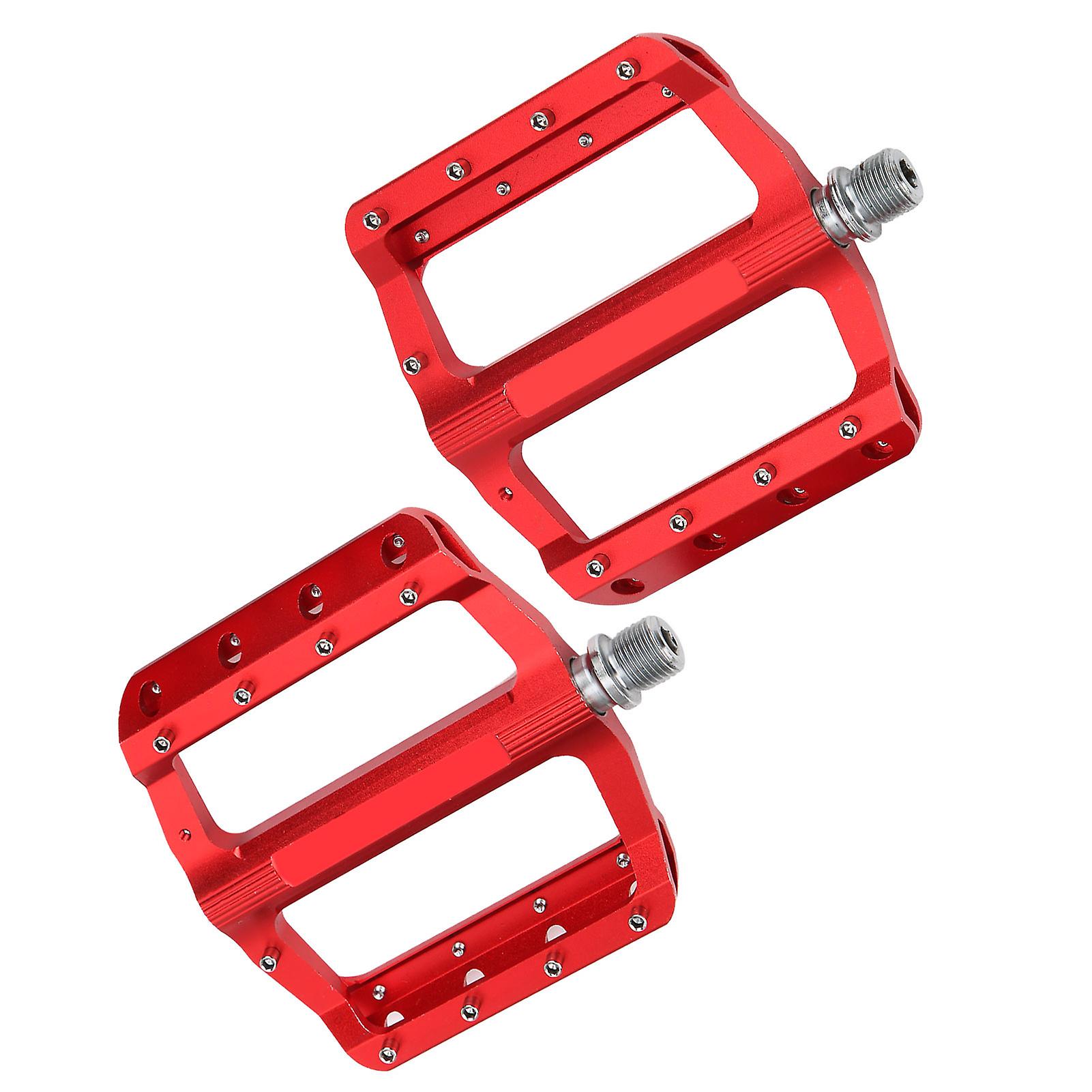 Jt02 Aluminum Alloy Mountain Bike Pedals Lightweight Flat Bicycle Pedal Sets Bike Pedalsred