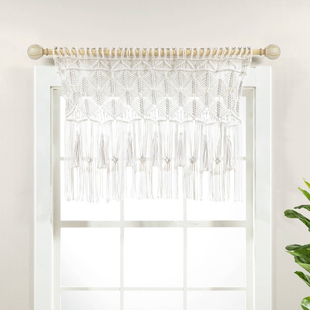 Boho Macrame Tassel Cotton Window Valance White Lush D cor