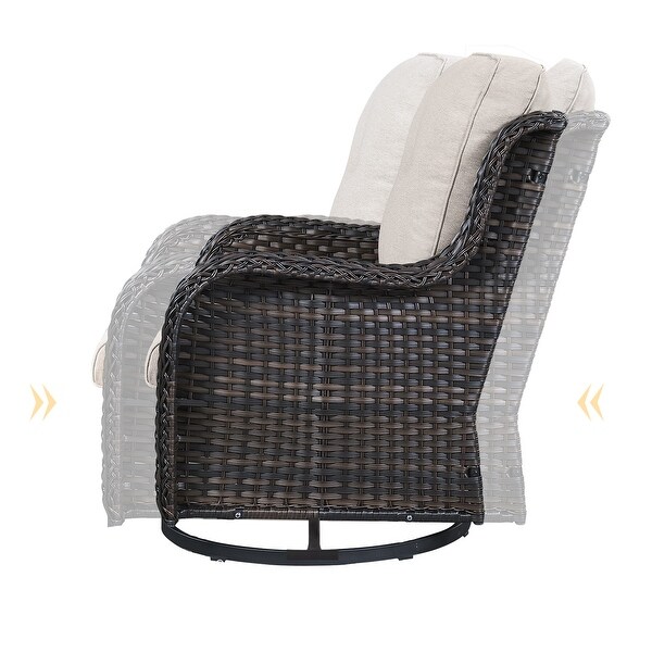 Pocassy PE Wicker Rocking Chair Swivel Chairs Glider Chair