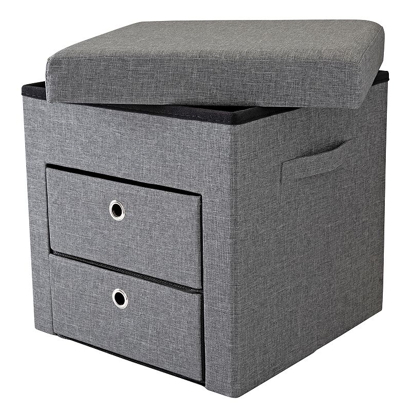 Simplify Two Drawer Collapsible Storage Ottoman