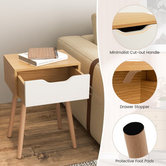 Costway Set of 1/2 Modern Nightstand with Storage ...