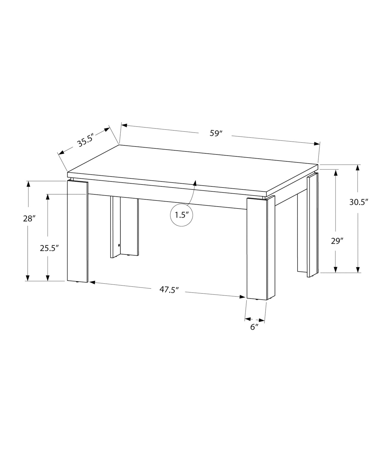 Dining Table, 60 Rectangular, Kitchen, Dining Room, Laminate, White, Contemporary, Modern