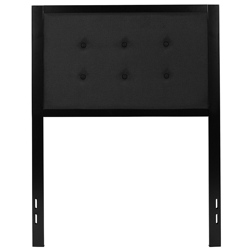 Lawrence Modern Black Fabric Button Tufted Upholstered Twin Size Metal Headboard